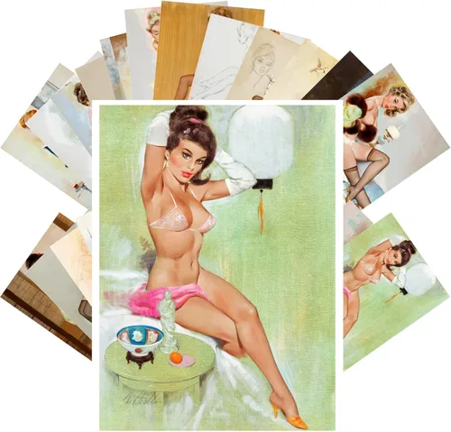 Miniatura 6 de PIXILUV Postales vintage (24 piezas de 4 x 6 pulgadas cada una) sexy adulto caricaturas de temporada postales de Navidad postales retro tarjeta