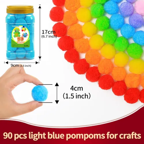 Miniatura 15 de Praisebank Pompones rojos, 90 unidades, 1.5 pulgadas, perfectos para artes y manualidades
