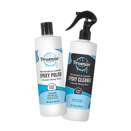 Promise Epoxy - Kit de 32 onzas de pulimento profesional (16 oz) y limpiador (16 oz), especialmente formulado para resina epoxi y acabados de alto