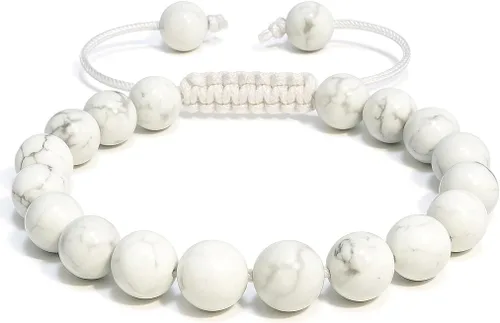 Miniatura 78 de Adjustable Crystal Bracelet – Gemstone Bead Bracelet with Adjustable Macrame String – Chic Gemstone Bracelet for Men and Women – 8mm Round Healing