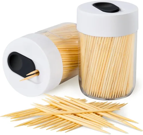Miniatura 11 de Urbanstrive Soporte resistente y seguro para palillos de dientes con 800 palillos de dientes de madera natural para limpieza de dientes, decoración