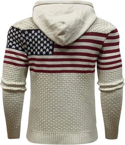 Miniatura 3 de Zaitun Sudadera con capucha para hombre, de manga larga, de punto sólido, suéter con capucha