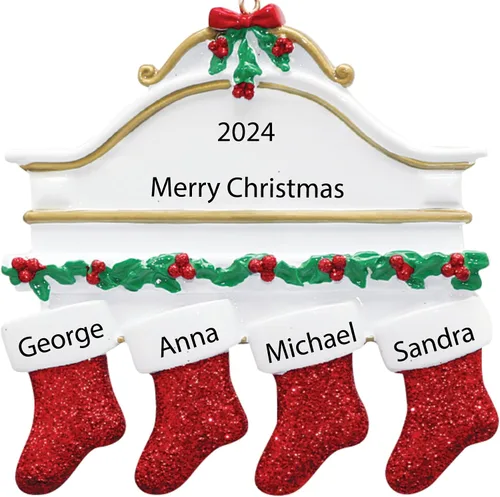 Miniatura 12 de Adornos de Navidad familiares personalizados 2025 – Adorno personalizado para familia de 6, recuerdo de seis nietos o nietos, adorno de chimenea