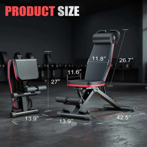 Miniatura 9 de 2026 ALSO GO New Adjustable Weight Bench, Workout Benches with Leg Extension, Foldable Incline Decline Bench Press, Roman Chair, Full Body Strength