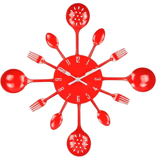 Miniatura 6 de Timelike Reloj de pared, de metal de 16 pulgadas, utensilios de cocina, cuchara, tenedor, reloj de pared, creativo y moderno, decoración del hogar