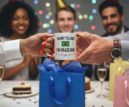 Miniatura 7 de Casitika Recuerdo y regalos del orgullo brasileño. Taza de café de 11 onzas. Idea de regalo para esposa, marido, amigo o compañero de trabajo