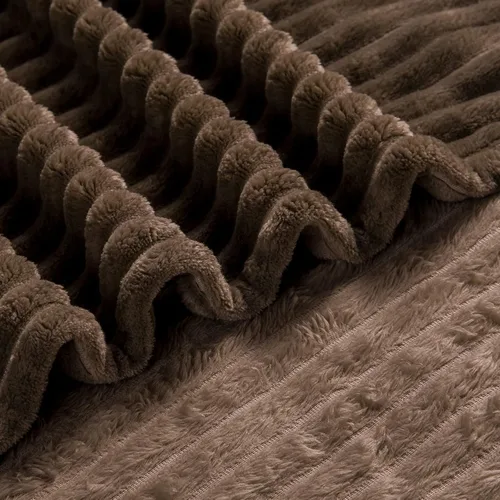Miniatura 7 de Bnuitland - Manta de franela marrón con funda de almacenamiento, 300 GSM, manta de sofá súper suave con patrón de rayas de forro polar para bebés