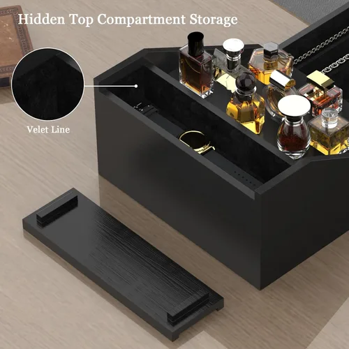Miniatura 2 de upcessory Organizador de colonia de madera para hombres, estante mejorado de colonia de 4 niveles, organizador de perfumes con cajón forrado