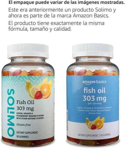 Miniatura 4 de Amazon Basics Aceite de pescado 303 mg, sabores de limón, naranja y fresa-plátano, 90 gomitas (2 por porción), ácidos grasos omega-3 EPA y DHA