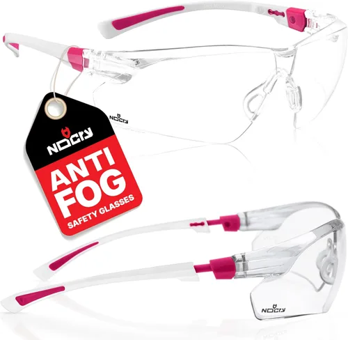NoCry Gafas de Seguridad Transparentes para Mujeres con Marcos Ajustables — Gafas de Seguridad Antiniebla con 100% de Protección UV y Resistencia a