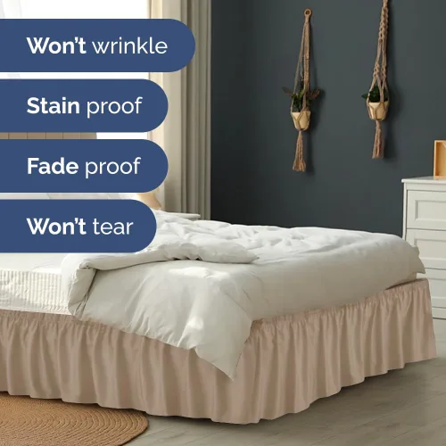 Miniatura 5 de CGK Linens - Falda de cama envolvente con volantes, color crema, para camas de tamaño individual con altura de 12 pulgadas sin arrugas, plisada