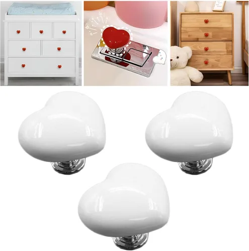 Love Heart - Botón de inodoro con forma de corazón, botón de repuesto para inodoro, sin necesidad de perforar agujeros, pomos de cajón, decoración