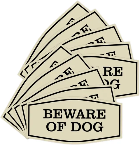 Miniatura 36 de All Quality Fancy Beware of Dog Letrero Material duradero Señales de seguridad para el hogar Fácil de instalar (negro/oro), mediano, 1 paquete