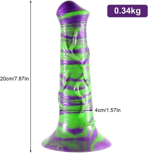 Miniatura 2 de Consolador de caballo, consolador pequeño de 7.8 pulgadas con ventosa fuerte, consolador de fantasía morado, consolador de silicona para adultos