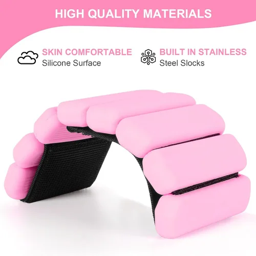 Miniatura 4 de Juego de pesas de muñeca de 2, pesas portátiles para brazos y piernas para mujeres y hombres, pesas ajustables de muñeca y tobillo para caminar, Rosa