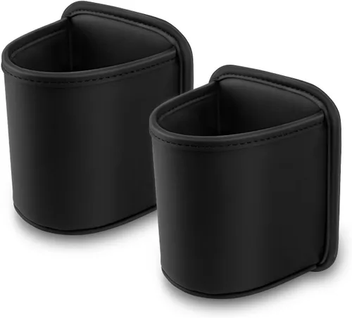 Paquete de 2 portavasos con clip para la puerta del automóvil, organizador de asiento automotriz para bebidas extra, soporte para café, cuero