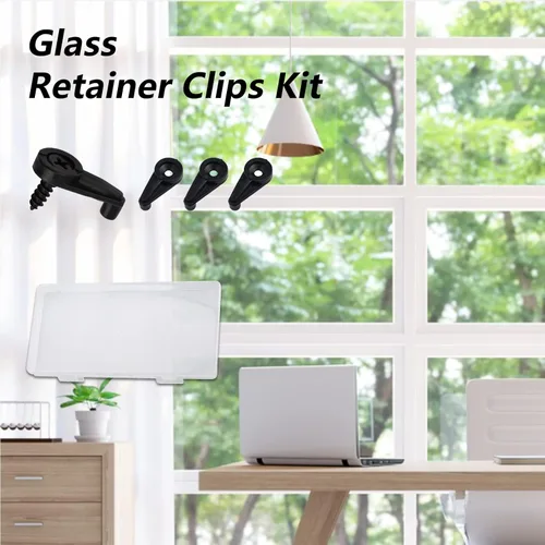 Miniatura 6 de Morobor Kit de 50 clips de retención de vidrio, clips de retención de panel de vidrio de 0.157 pulgadas, clips de retención de plástico para puerta