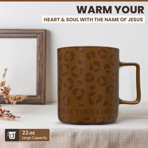 Miniatura 4 de Taza de café de gran tamaño de 22 onzas con cita motivacional Fueled by Jesus – Taza de café extragrande perfecta para regalos – Ideal para té