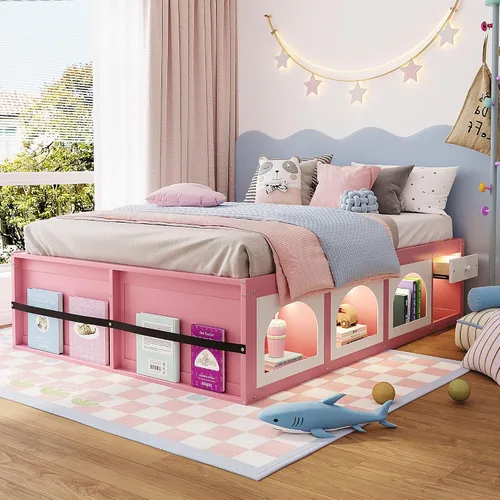Miniatura 16 de Bellemave Cama infantil de tamaño individual con 2 cajones de almacenamiento, cama individual de madera con almacenamiento, marcos de cama