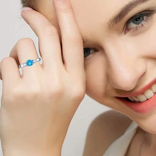 Miniatura 4 de AILAAILA Anillos de piedra natal, tamaño 1-10, circonita cúbica, acero inoxidable, cumpleaños, madre, hija, regalos para niñas y mujeres, Metal