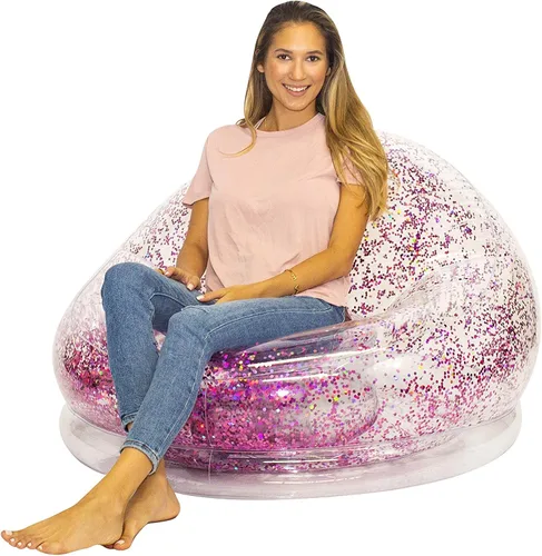 Miniatura 8 de Air Candy Silla inflable con purpurina, rellena con purpurina holográfica que cambia de color de 0.236 pulgadas, fabricada con PVC fuerte que