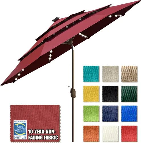 Miniatura 54 de EliteShade - Sombrilla solar de 9 pies / 2.74 metros, con 80 luces LED para patio, mesa al aire libre, con ventilación y cubierta que no se decolora