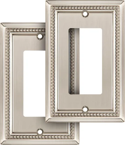 Miniatura 31 de Henne Bery Sunken Pearls - Placa de pared decorativa resistente para interruptor, cubierta para tomacorrientes (doble dúplex, níquel satinado)