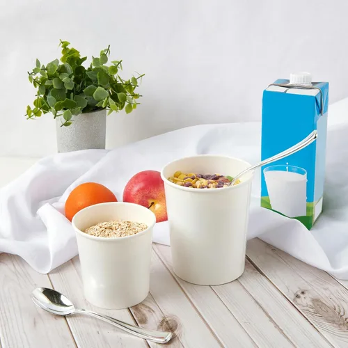 Miniatura 5 de JOLLY PARTY Paquete de 50 recipientes de papel de 16 onzas con tapas, vasos de papel desechables para alimentos, tazas de helado, almacenamiento