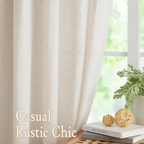 Miniatura 2 de Treatmentex Cortinas de Lino Semi Transparentes Naturales de 84 Pulgadas de Largo, Cortinas de Mezcla Country Falx para Sala de Estar, Casa