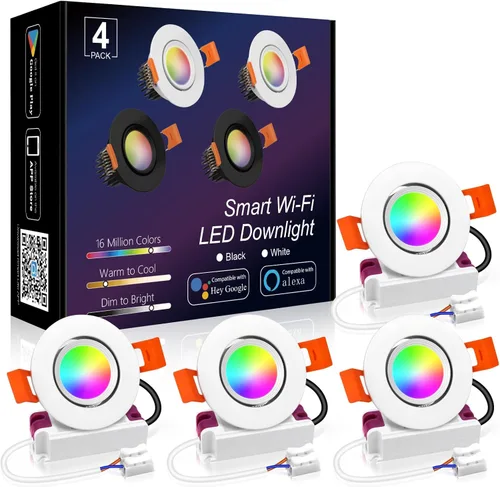 Miniatura 14 de Iluminación empotrable LED regulable de 2.5 pulgadas, lámpara descendente de 5 W, blanco cálido de 3000 K, CRI 80 con controlador LED, como lámpara