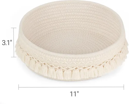 Miniatura 8 de Mkono Organizador de maquillaje de 3 piezas, cestas de almacenamiento de macramé, decoración bohemia