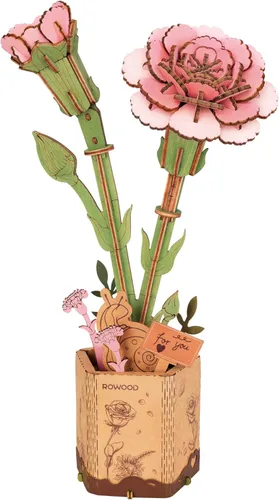 Miniatura 19 de rowood Rompecabezas 3D de flores de madera, juego de bloques de construcción de flores, kit de manualidades, día de la madre, día de San Valentín