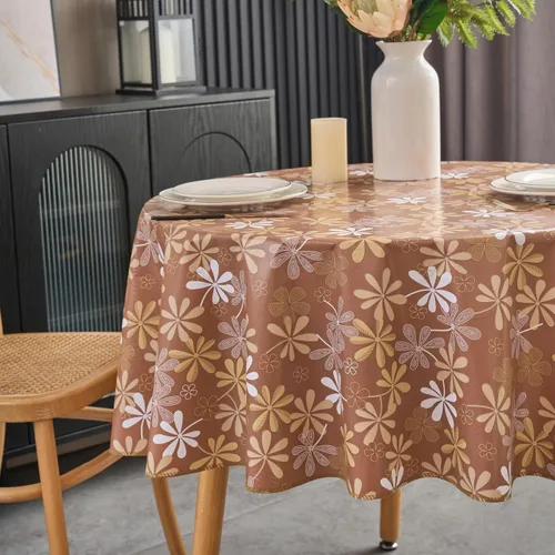 Miniatura 25 de Pioggia Mantel de vinilo con parte trasera de franela, impermeable, a prueba de aceite, mantel de PVC, cubierta de mesa de plástico lavable a prueba