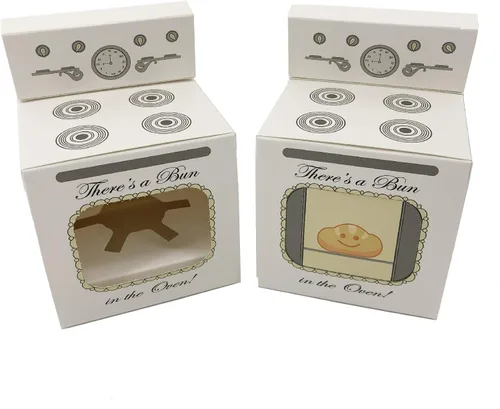 Miniatura 9 de Bun in the Oven - Cajas para cupcakes para baby shower, fiesta de revelación de género para niños y niñas (12 piezas, azul)
