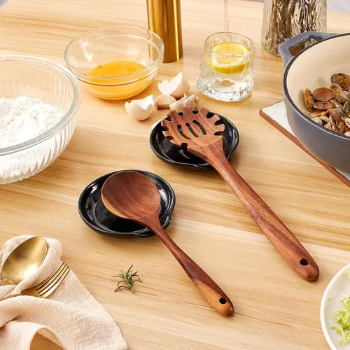Miniatura 4 de Soporte de cuchara de cerámica para la parte superior de la estufa, soporte grande para utensilios de cocina para encimera de cocina, espátula