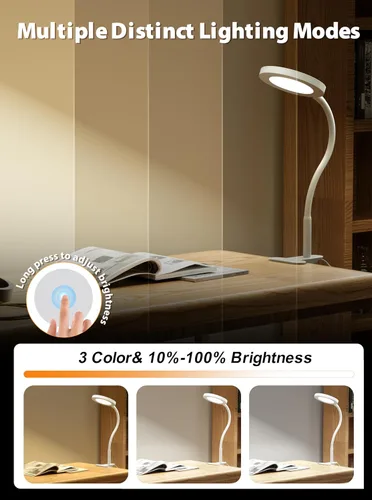 Miniatura 5 de deeloop Luz LED con clip, 100% infinita regulable para libros de lectura en cabecera de cama, lámpara de escritorio de control táctil de 450 lm
