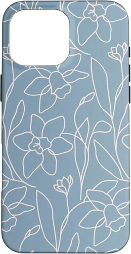 Miniatura 19 de Poppy Flower Line Art Modern Leaves Boho Light Blue Case for iPhone 17