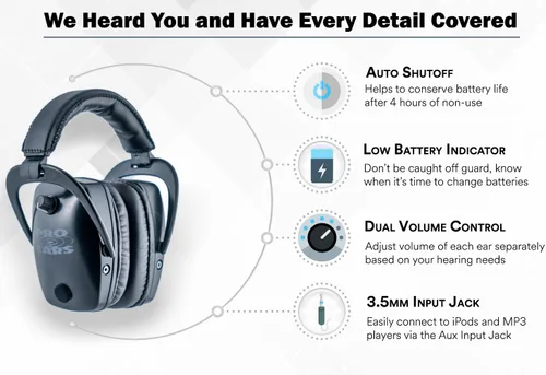Miniatura 5 de Pro Ears Pro Tac Slim Orejeras doradas, protección auditiva electrónica de grado militar y amplificación, tecnología DLSC, fabricadas en Estados