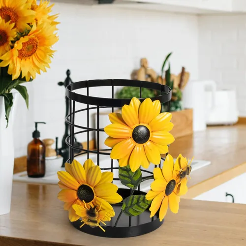 Miniatura 7 de BESZONE Soporte para Utensilios de Girasol Decoración de Cocina de Girasol y Accesorios Decoración de Cocina Amarilla Organizador de Utensilios