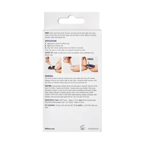 Miniatura 9 de KISS Gel Fantasy, uñas a presión, pegamento de uñas incluido, 'Aim High', negro, tamaño corto, forma cuadriculada, incluye 28 uñas, 0.07 onzas