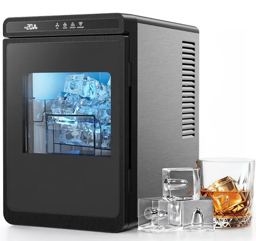 Miniatura 9 de Silonn Crescent - Máquina de hielo para encimera, fusión lenta y hielo cristalino, máquina de hielo autolimpiante con grosor de hielo ajustable