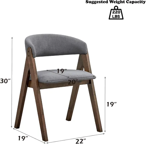 Miniatura 8 de Acme Keiki - Silla auxiliar de madera y tela en nogal y gris (juego de 2)