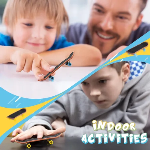 Miniatura 6 de Civaner Paquete de 10 Patinetas de Dedo DIY para Niños con Caja y Accesorios de Repuesto, Mini Patineta de Dedo Coleccionable, Kit de Juguete