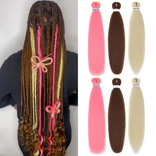 Miniatura 39 de Liang Dian Cabello para hacer trenzas, Cabello estirado para hacer trenzas, 12 pulgadas, 8 paquetes, color ombre púrpura, para sellar en agua