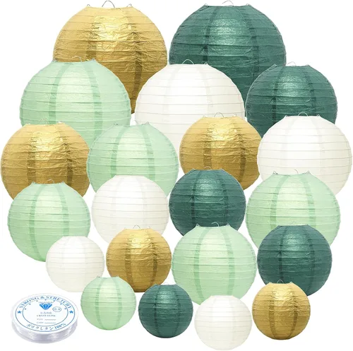 Miniatura 13 de 21 linternas de papel decorativas para fiestas, 4/6/8/10 pulgadas, linternas de papel colgantes chinas redondas para bodas, cumpleaños, baby shower