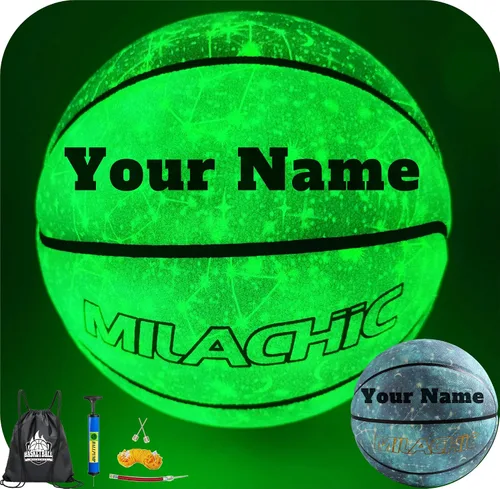 Balón de baloncesto personalizado, que brilla en la oscuridad, regalo de baloncesto personalizado tamaño 7 (29.5"), tamaño 6 (28.5"), tamaño 5 Azul