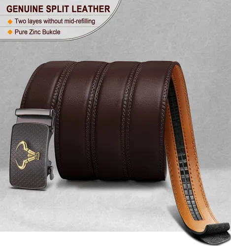 Miniatura 3 de BULLIANT Cinturón para hombre, cinturón de marca con trinquete de cuero genuino para regalo, talla personalizada