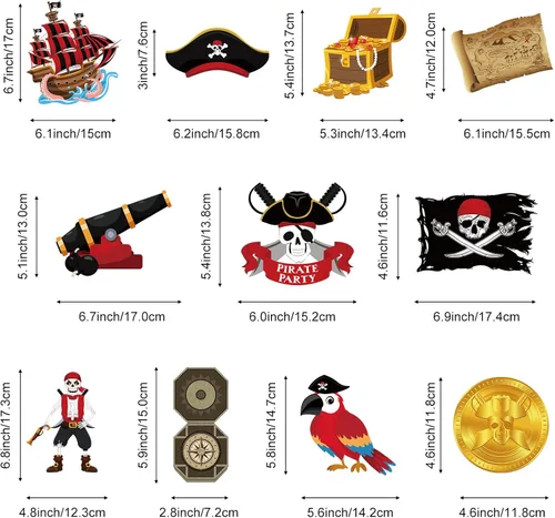 Miniatura 2 de Censen 52 piezas de espirales colgantes para fiesta pirata, decoración de techo con temática pirata, serpentina en espiral, sombrero de capitán
