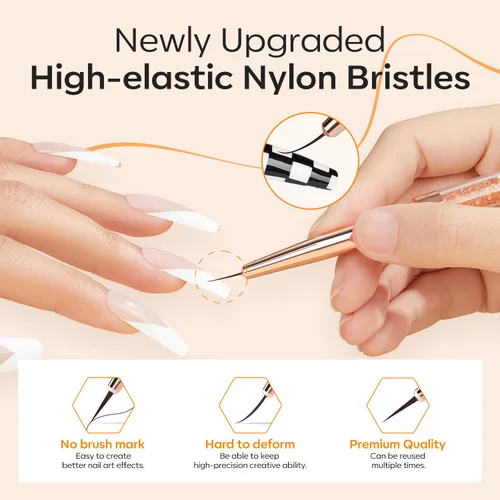 Miniatura 4 de modelones Pinceles de arte de uñas con esmalte de uñas de gel floreciente, kit de diseño de uñas de mármol transparente de 0.5 fl oz, accesorios
