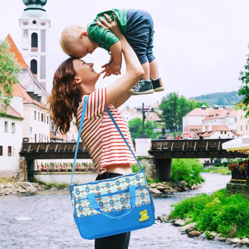 Miniatura 2 de TeqHome Juego de 5 bolsas de pañales, bolsa grande para mamá con cambiador de pañales portátil, funda para chupete, bolsas de viaje para bebé